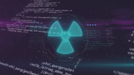 animación del símbolo nuclear sobre el procesamiento de datos