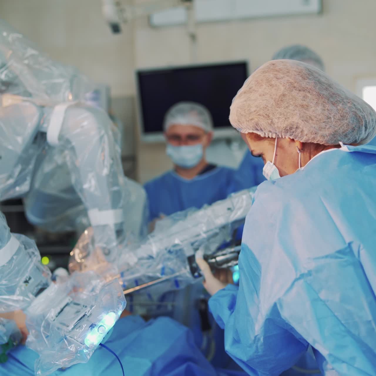 cirugía robótica en una sala de operaciones