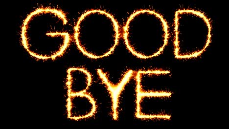 good bye text sparkler glitter sparks firework loop animation