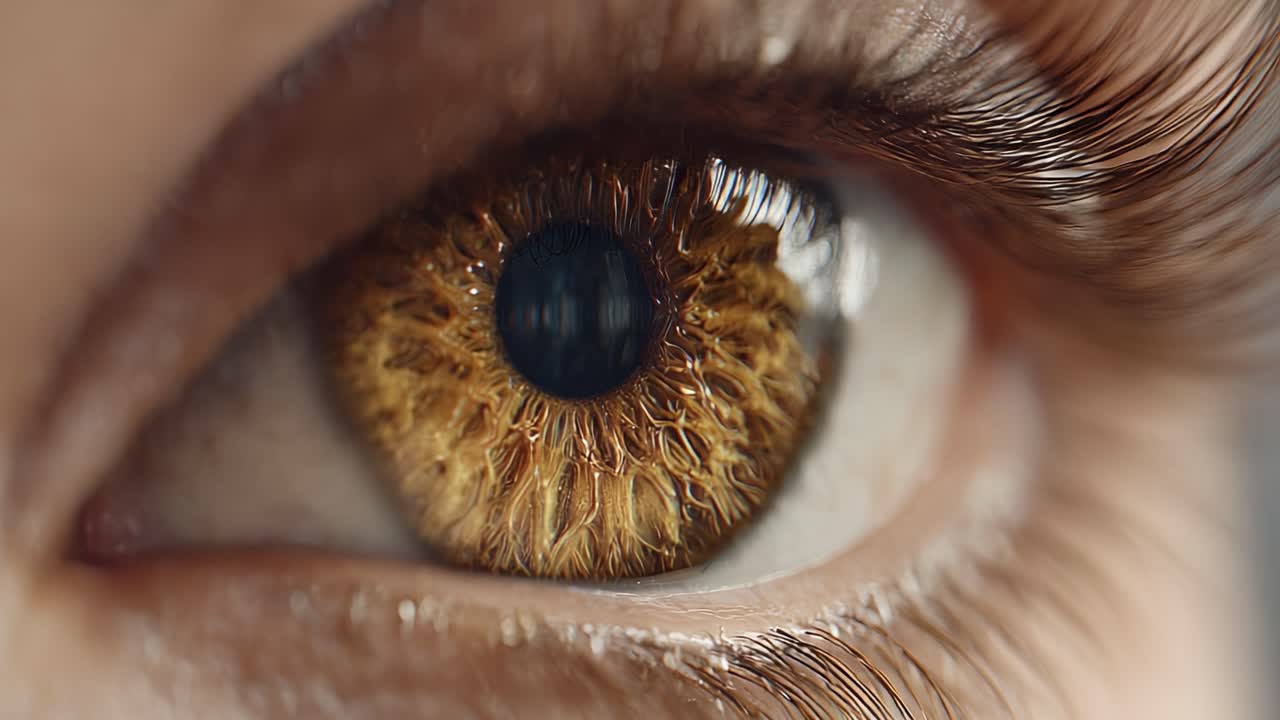 An Intimate Close-Up of a Beautiful Eye Capturing the Intricate Patterns and Colors of the Iris, Highlighting its Unique Features and Expressions