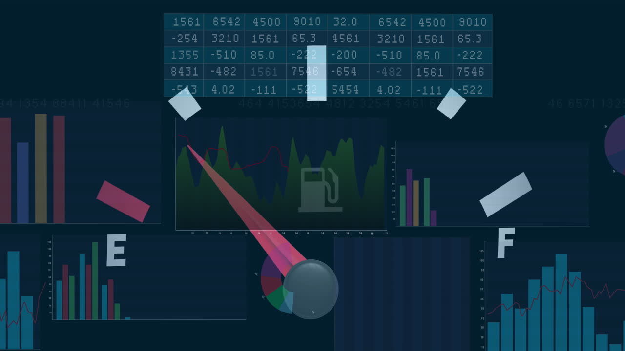 자동차 패널 위의 데이터 처리의 애니메이션