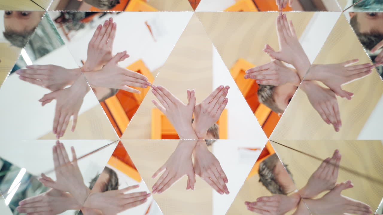 Child in a kaleidoscope tunnel. Glance into infinity