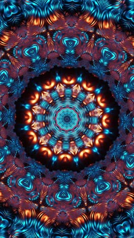 colorful animation design with red and blue background. kaleidoscope vj loop vertical