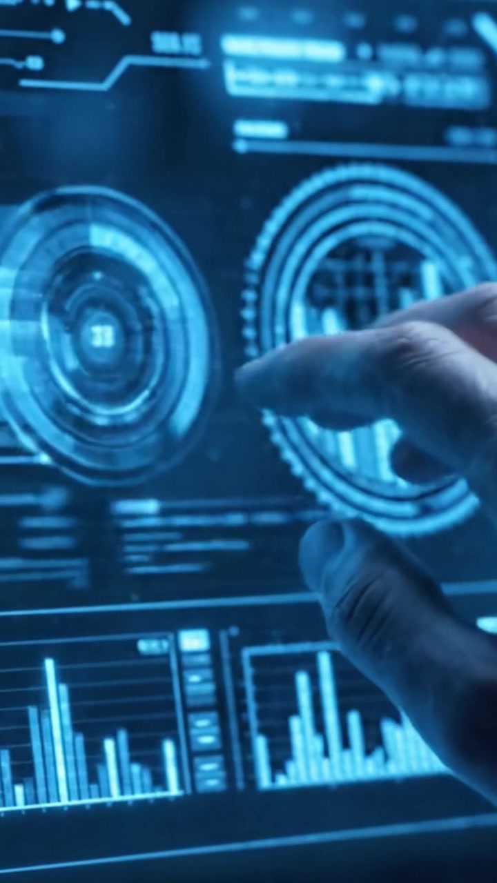 A Close-Up View of Advanced Data Analytics on a Transparent Screen, Showcasing Interactive Graphs and User Engagement with Real-Time Metrics.