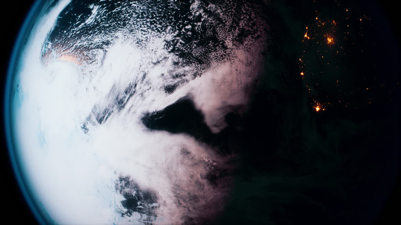 hermosa vista espacial de la tierra con la formación de nubes