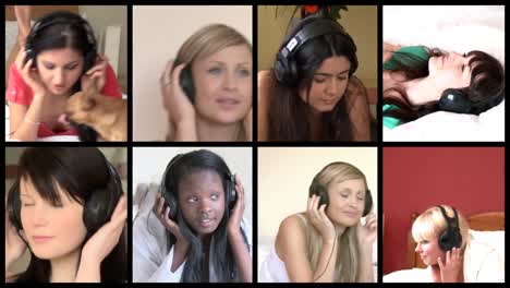 stock animation of delighted women listening music