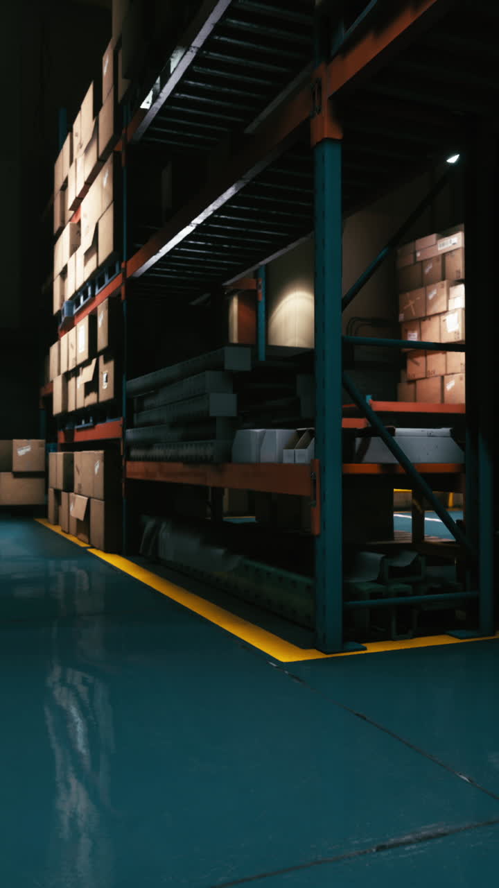 almacén vacío con estantes llenos de cajas