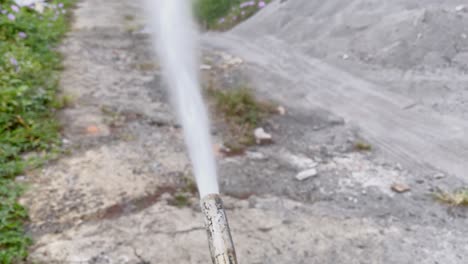 Close-up-shot-of-a-fire-extinguisher-hose-that-spews-HCFC-contents