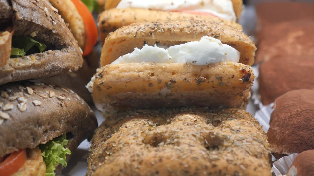 Assorted Sandwiches with Mozzarella and Vegetables