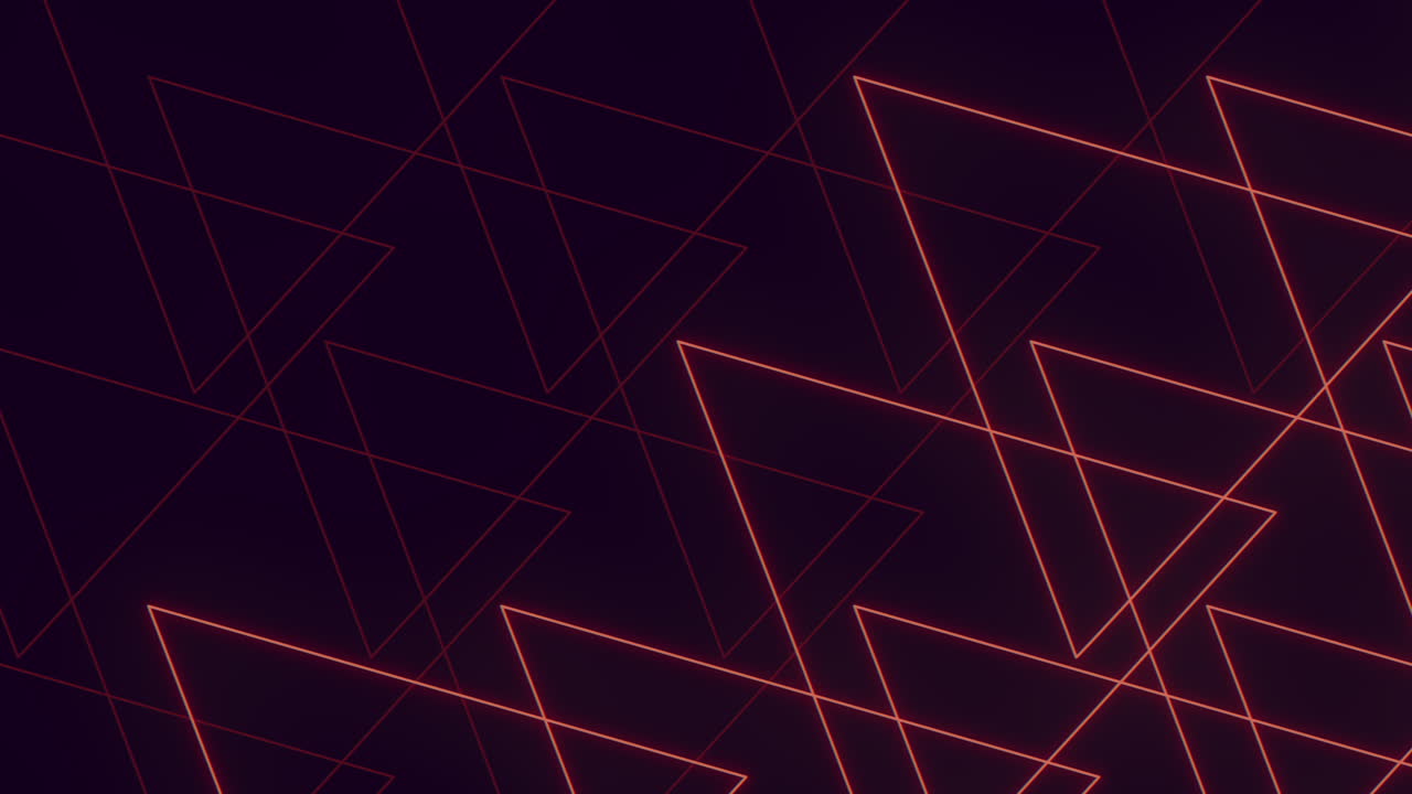 triángulo geométrico rojo radiante sobre un fondo negro