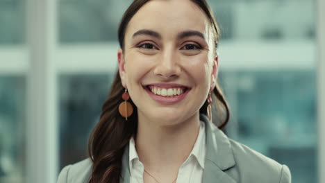 mujer de negocios, cara y sonrisa primer plano de un abogado