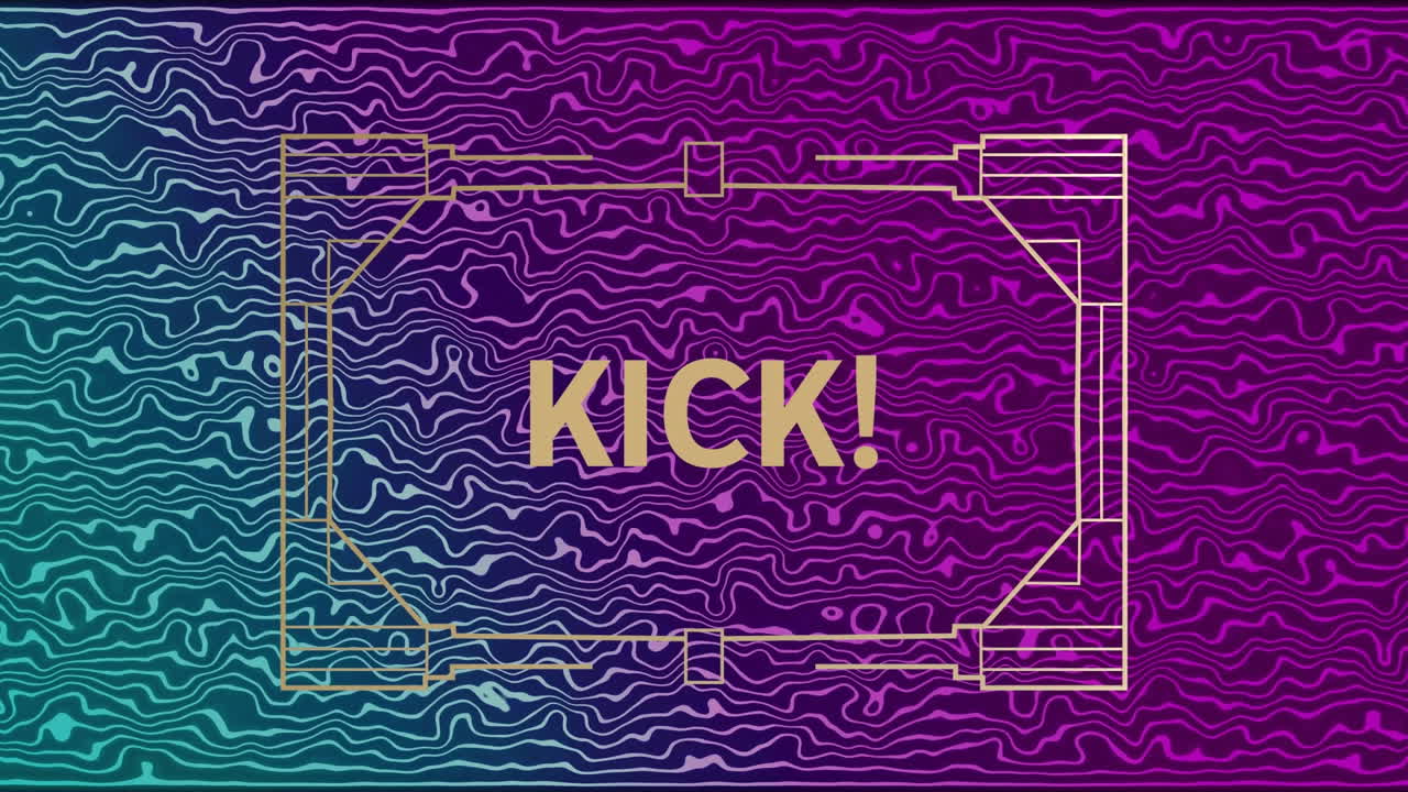 Animation of kick text on purple background