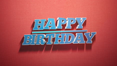 3d paper cutout happy birthday text in blue and red on red background