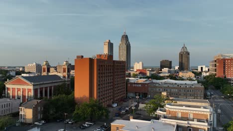 Aerial-view-of-downtown-Mobile,-Alabama