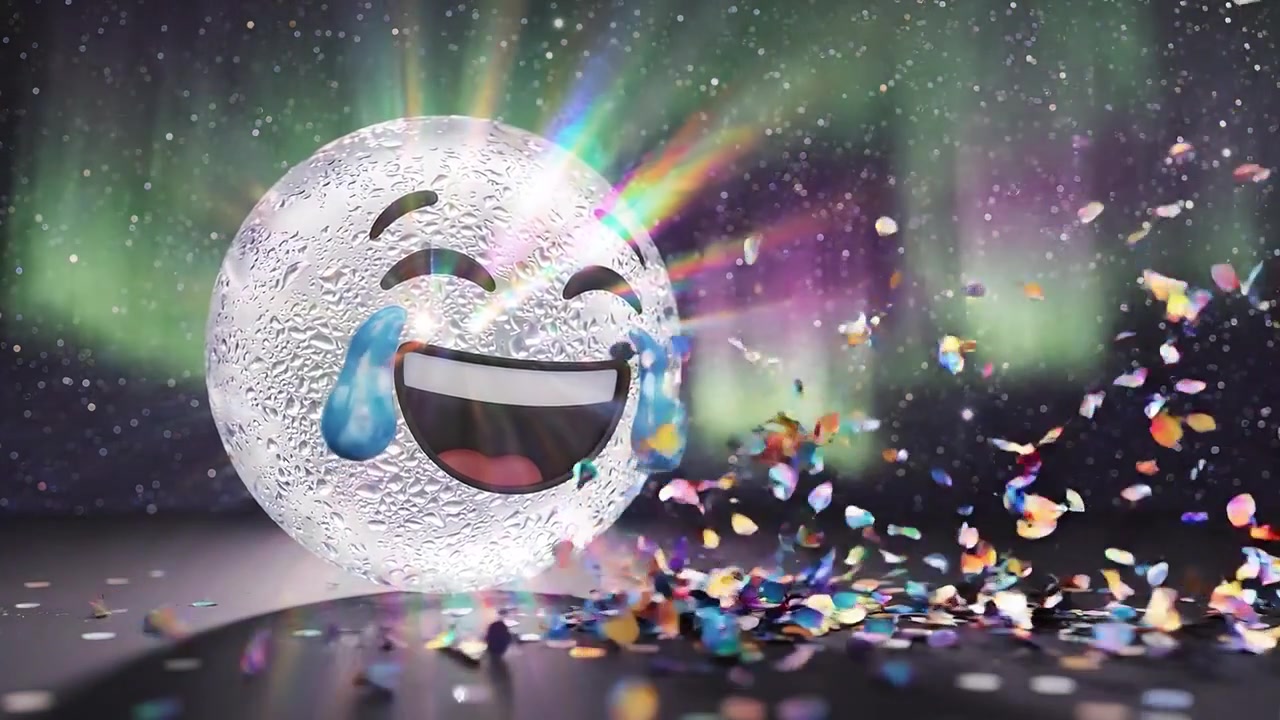 Whimsical Blob with Joyful Expression under the Aurora Borealis: A Playful Reflection of Light and Laughter in Nature's Colorful Dance