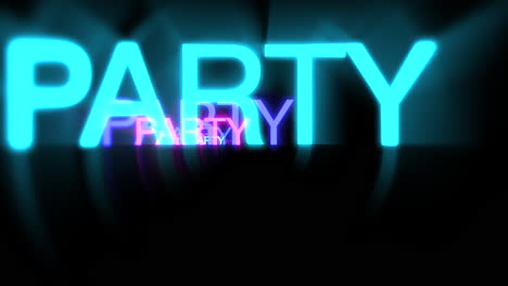 fly neon party text on dark space