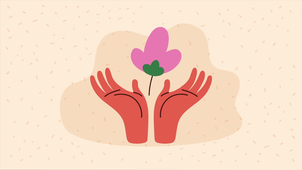 손을 들어 올리는 꽃 정원 애니메이션