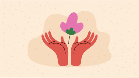 hands lifting flower garden animation