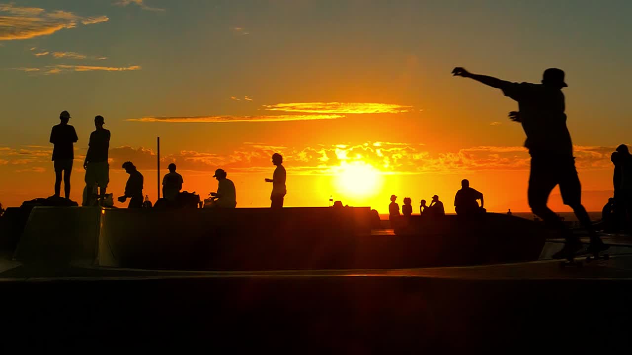 Sunset Skatepark Silhouettes