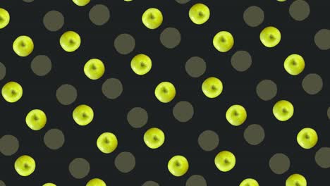 colorful fruit pattern of fresh apples. top view. seamless pattern with apple. realistic animation. 4k video motion