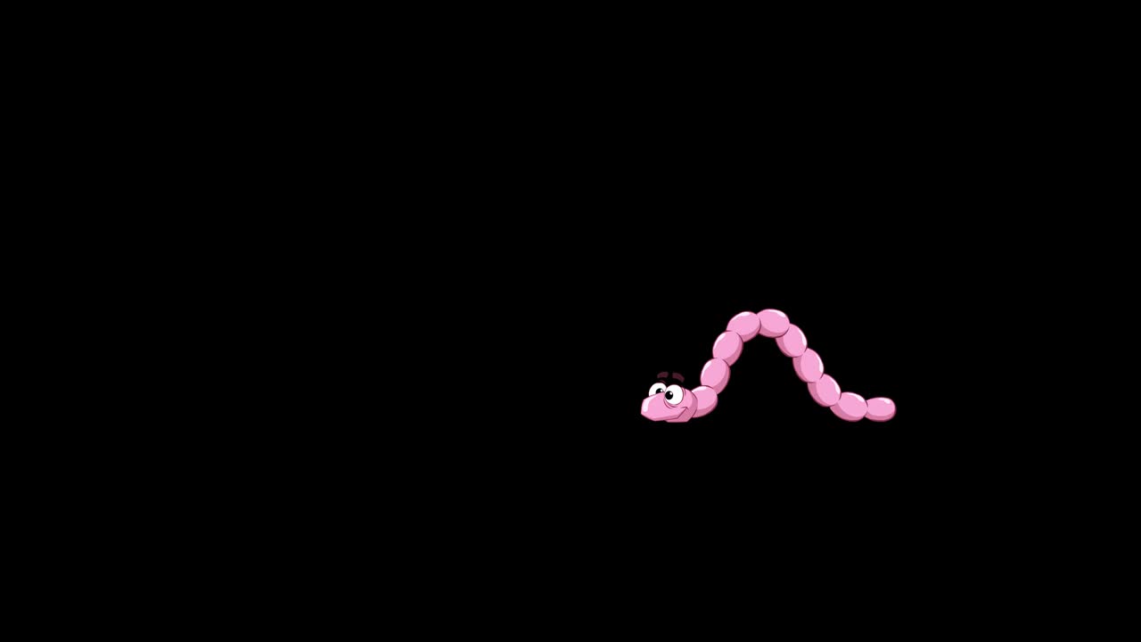 Cartoon Pink crawling worm