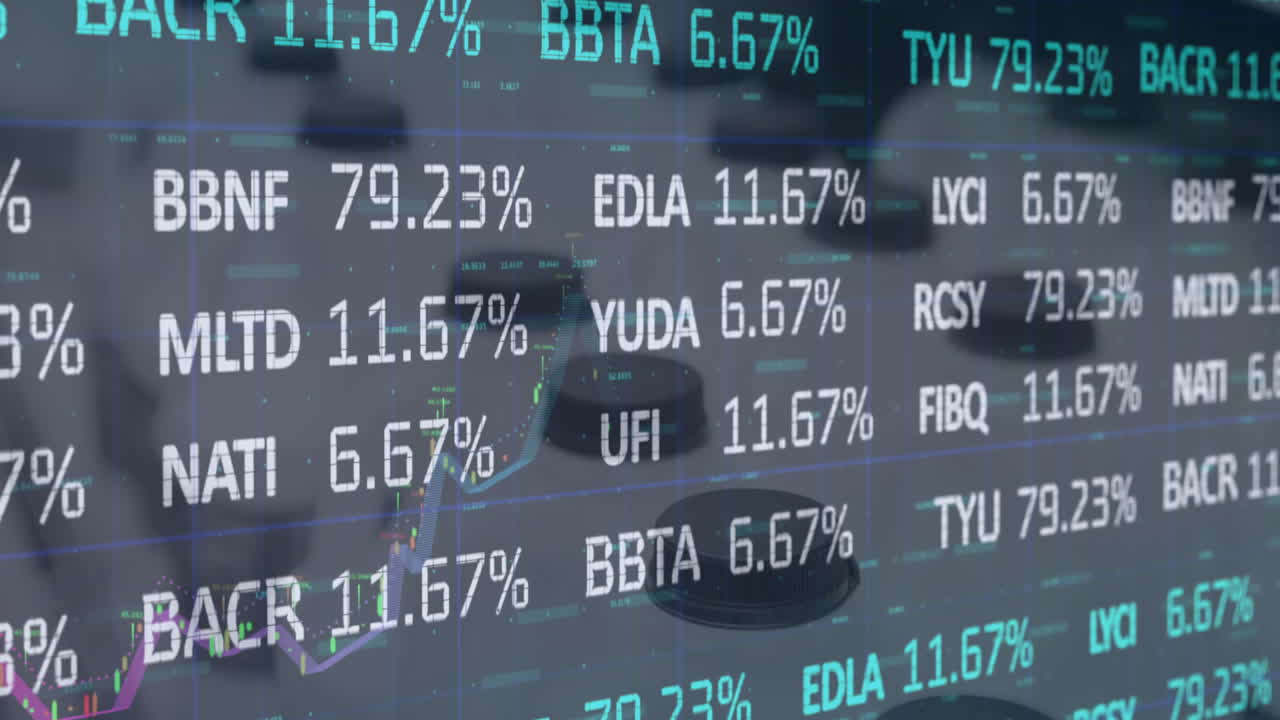 우유 병의 행에 대한 금융 데이터 처리의 애니메이션