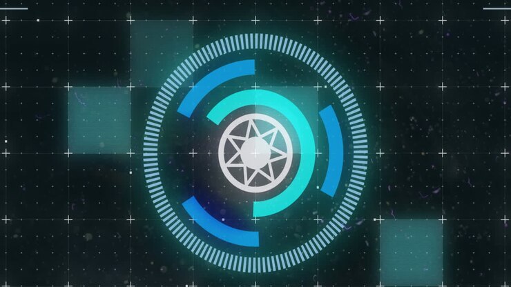 Animation of showing circular scope with blue and white flashing lights