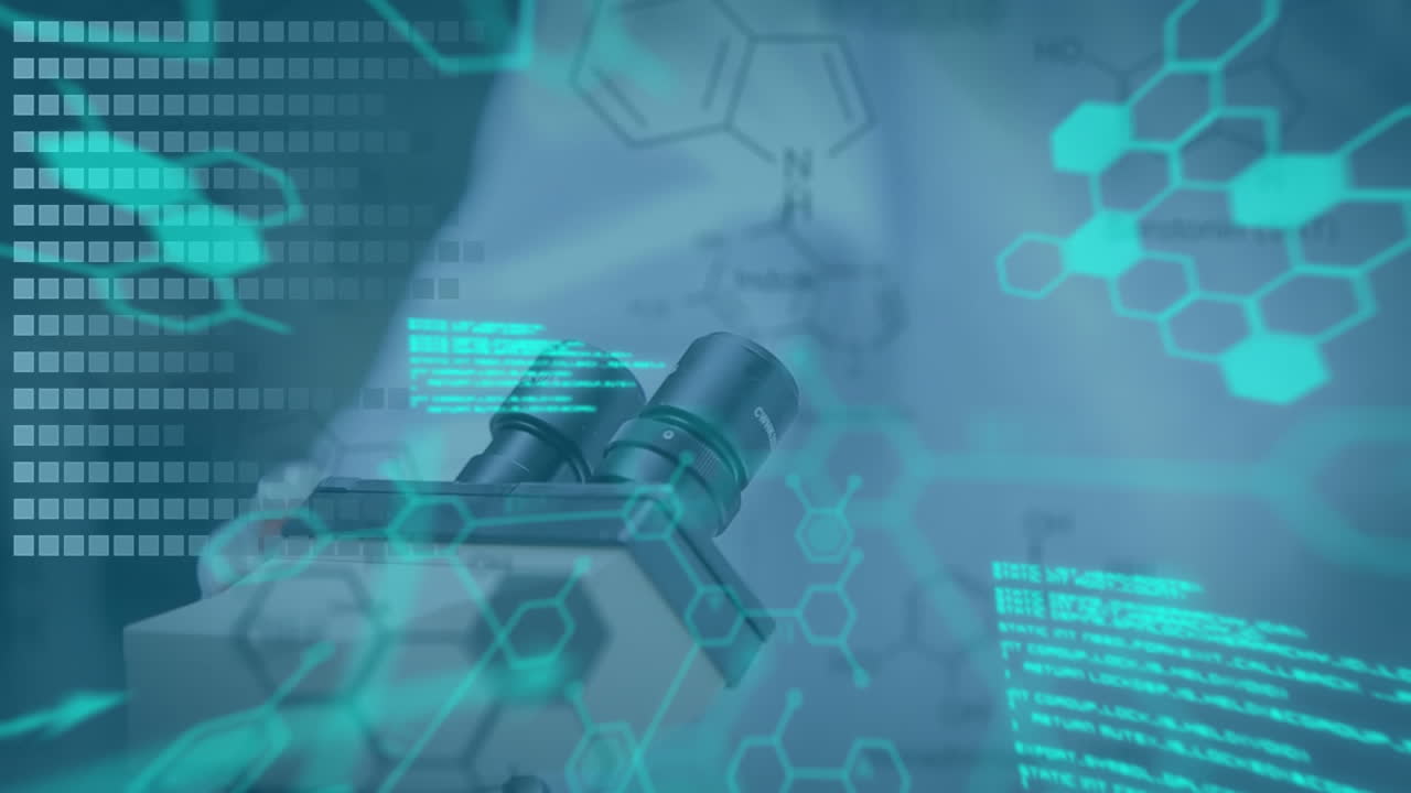 animación del procesamiento de datos científicos sobre diversos científicos en el laboratorio
