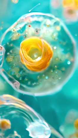 a close up of a bunch of colorful jellyfish. the jellyfish are all different colors and sizes, and they are all floating in the water. the image has a vibrant and lively mood vertical video