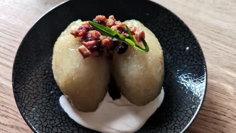 delicious cepelinai dish served in lithuania restaurant