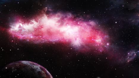 una nube nebulosa contra el primer plano de un planeta
