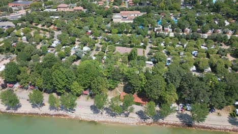 aerial shot of camping cisano san vito at lake garda, italy