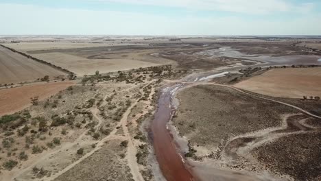 aerial footage of tyrell creek upstream of lake tyrell, in north-west victoria, may 2021