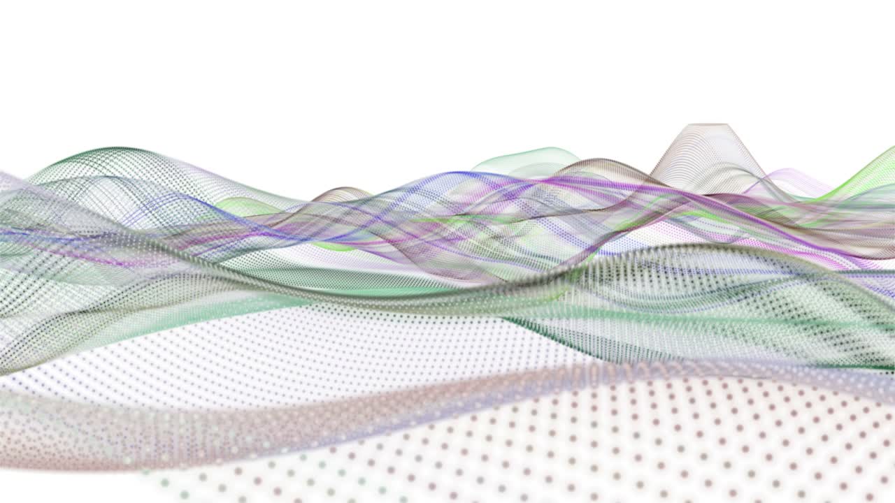 천천히 움직이는 입자 파동 물체와 함께 환상적인 애니메이션, 4096x2304 루프 4k