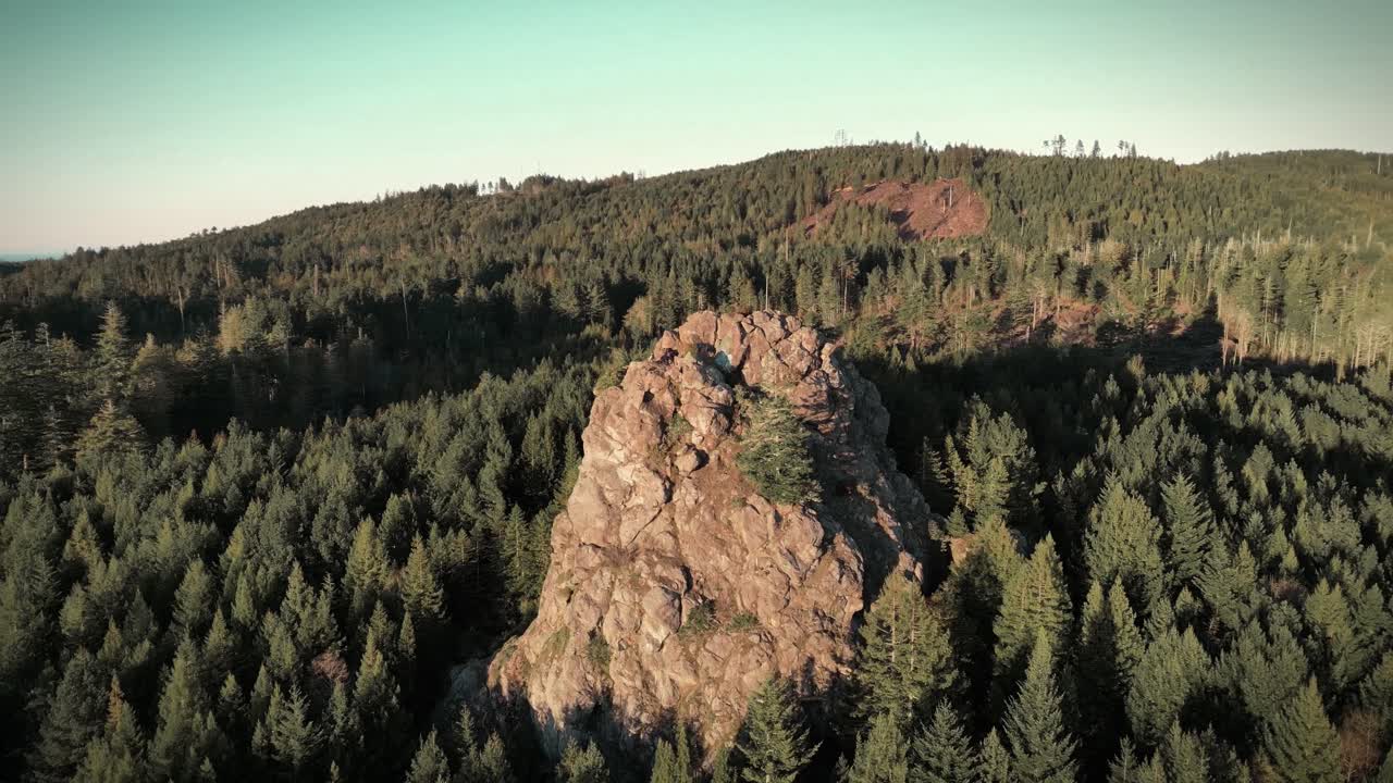 una formación rocosa solitaria en el corazón del bosque de secuoyas, en el norte de california.