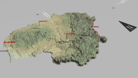 mapa del terreno en 3d de lituania