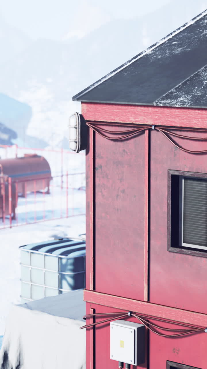 눈 인 산업 구역 에 있는 빨간색 건물