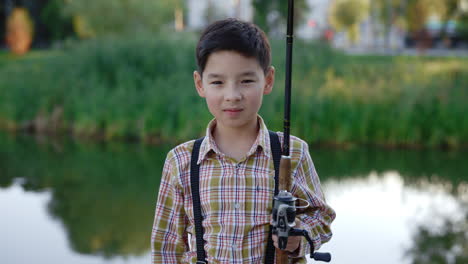boy fishing in a park