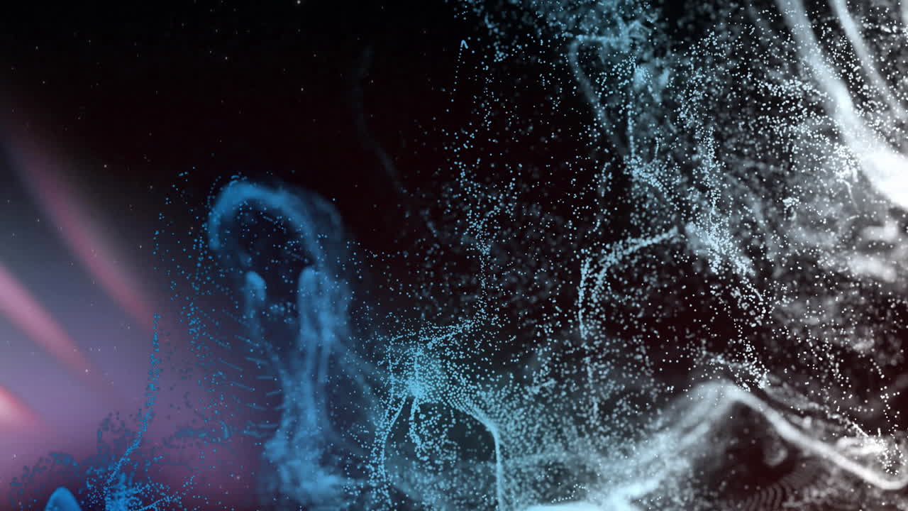 Animation of glowing blue mesh moving over dark background