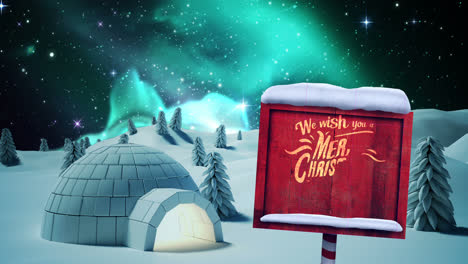 igloo with merry christmas message