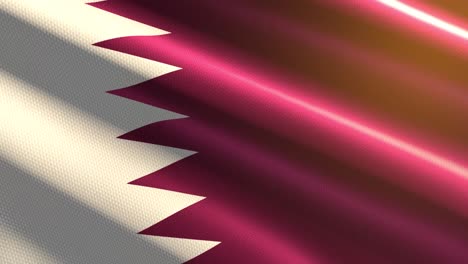 60 fps heldere glanzende fluweel qatar vlag gekleurd in bruin, witte golvende achtergrond, 3d uhd 4k naadloze loopbare animatie