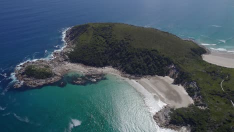 Aerial-View-Over-Headland-And-Leonard-Bay-In-Wilsons-Promontory,-Australia---drone-shot