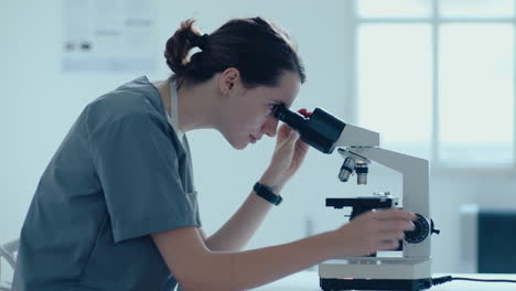 female scientists conducting research with microscope in laboratory