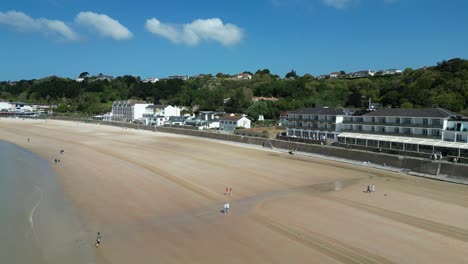 Playa-St-Brelades-Islas-Del-Canal-Drone,-Aéreo