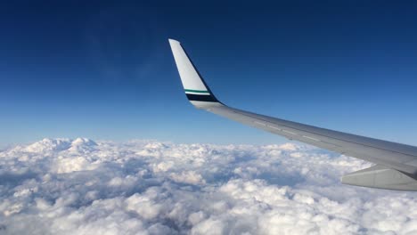 airplane wing over clouds