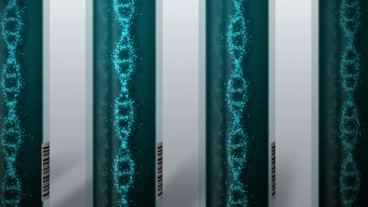 molécula de adn en tubo de ensayo. hélice de adn como símbolo para la genética. equipo de prueba. concepto de medicina y tecnología. animación de bucle.