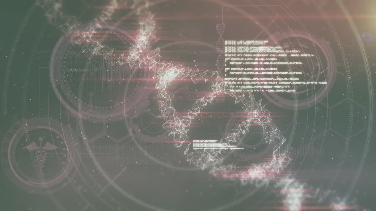 데이터 처리에 대한 dna 가닥의 애니메이션