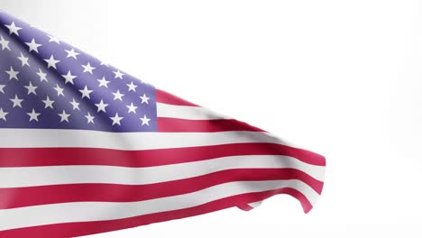 red white and blue flag of the united states waving against white background