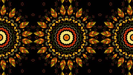 floral kaleidoscope mandala fractal on black background. loop.