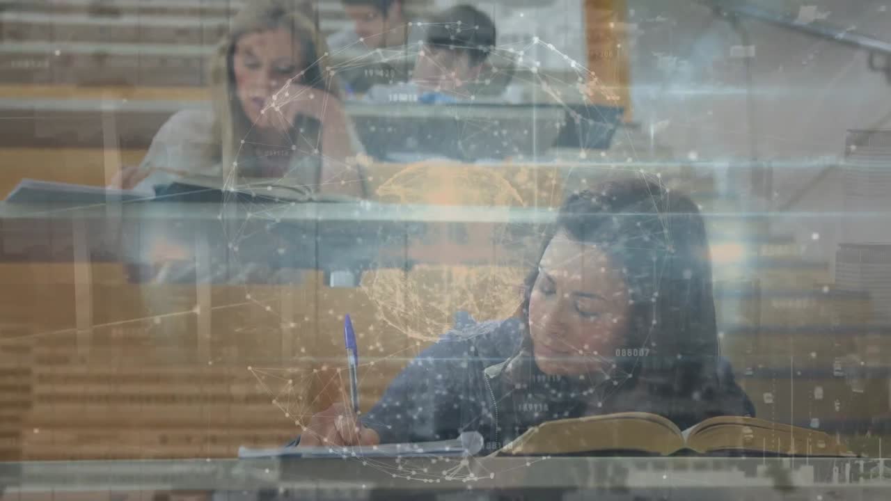 전화 헤드 ⁇ 을 사용하는 다양한 비즈니스 사람들에 대한 데이터 처리 애니메이션